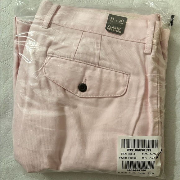 J.Crew Classic Fit Flat Front Chinos Men's Size 34 30 NWT Pink - Picture 9 of 9
